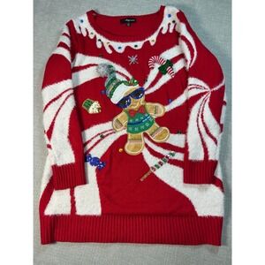 33 Degrees Womens Gingerbread Man Candy Cane Ugly Christmas Sweater Dress XL